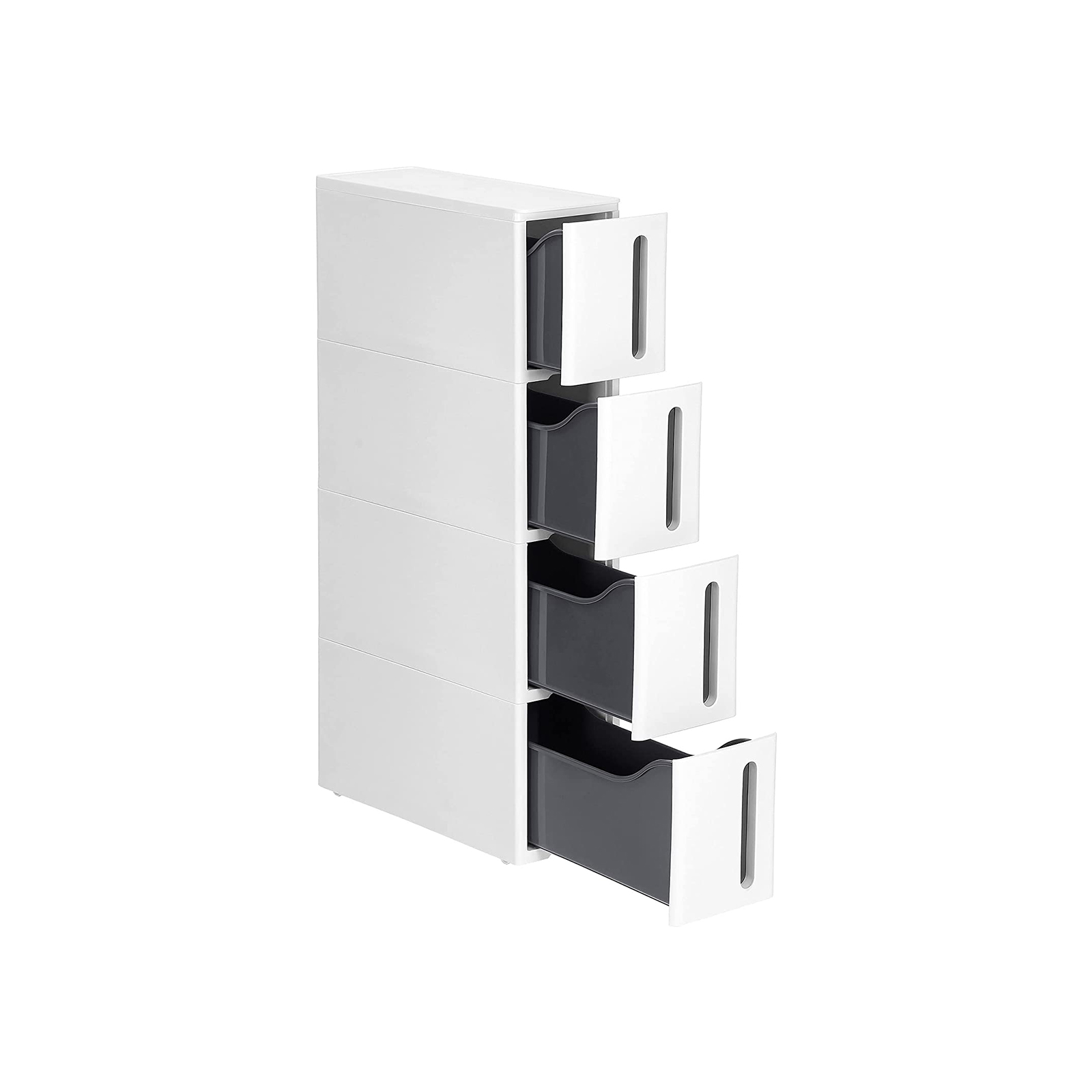 SONGMICS Pojízdný úzky regál 4 zásuvky 17 x 84 cm biela šedá