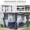 Volně stojící kovová pergola se stahovací plátěnou střechou a bočnicemi 297 x 295 cm šedá