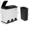 Odpadkový koš LTB54L na tříděný odpad, 3 x 18 L, stříbrno/černý