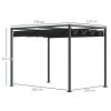 Kovová pergola s posuvnou látkovou střechou 298 x 221 x 213 cm černá