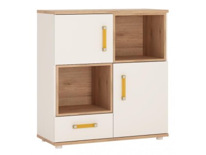 Komoda AMAZON 36, san remo send/alpská bílá, SKLADEM 2ks + fialové úchyty