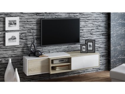 Závěsný televizní stolek SIGMA 1 bílá/dub sonoma