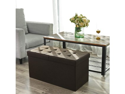 Úložný sedací box čalouněný skládací 76x38 cm šedý dělené víko