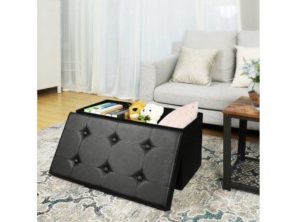 Úložný sedací box čalouněný černý 76 x 38 cm 2