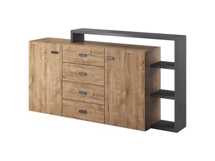 Komoda BOTA 4 zásuvky dub antracit 180 x 97 x 37 cm