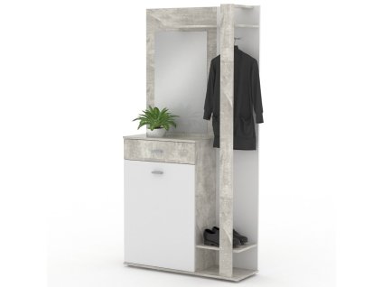 Předsíňová stěna XR 03 beton, bílá 1