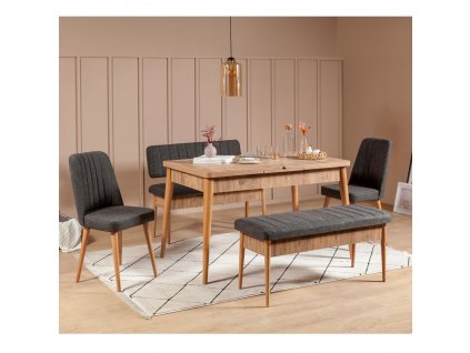 Jídelní set stůl, židle VINA borovice atlantic, antracit
