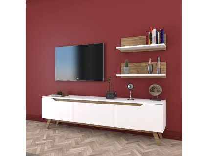Obývací stěna MODERN L bílá, ořech