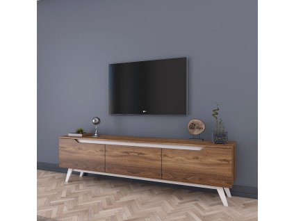 Televizní stolek MODERN ořech, bílý