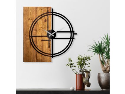 Nástěnné kovové hodiny LINIE 56 cm dřevo 