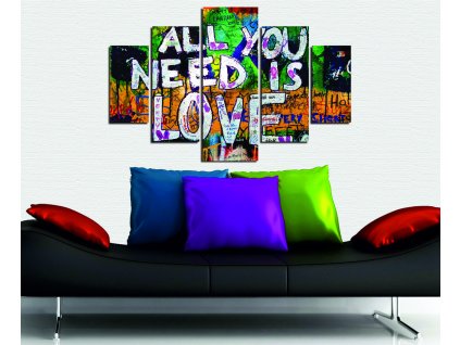 Sada nástěnných obrazů ALL YOU NEED IS LOVE 92 cm MDF