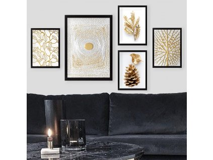 Sada nástěnných obrazů ZLATÝD DEKOR 34 cm dřevo 