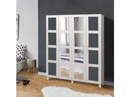 Šatní skříň SALVIA bílá antracit