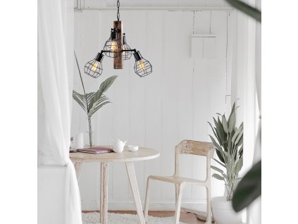 Lustr EREBOS černá dřevo