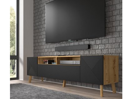 Televizní stolek Luxi dub artisan/černý mat