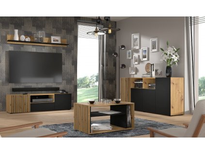 Konferenční stolek Auris dub artisan/černý mat