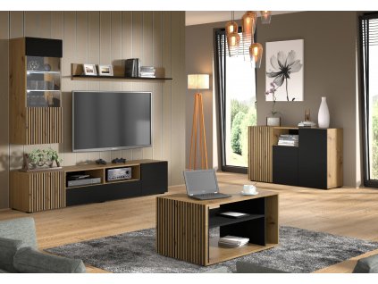 Televizní stolek Auris 200 dub artisan/černý mat