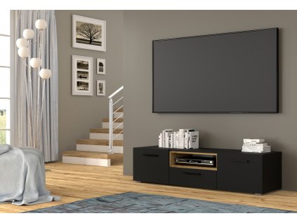 Televizní stolek Anette 151 černý mat/dub artisan