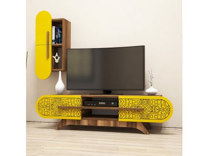 Televizní stolek DEFNE ořech žlutá
