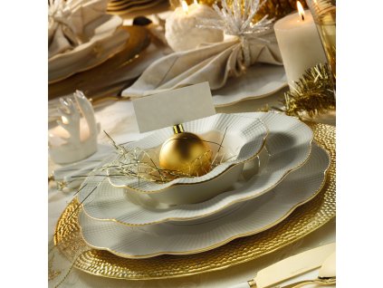 Porcelánová jídelní souprava 83 ks RICE GOLD bílá zlatá