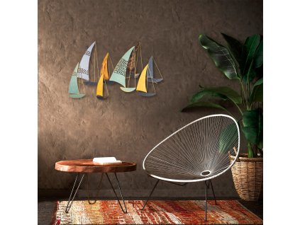 Nástěnná dekorace LOĎKY kov 111x 70 cm