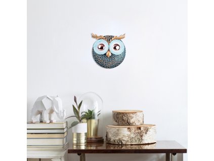Kovová nástěnná dekorace OWL měď