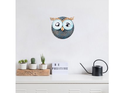 Kovová nástěnná dekorace OWL stříbro