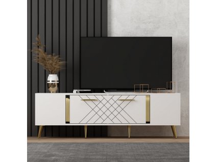 Televizní stolek DETAS bílý zlatý