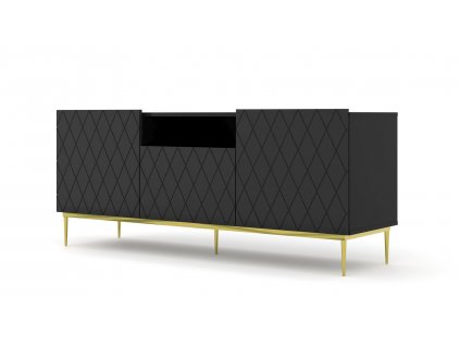 TV stolek DIUNA 145, černý mat + zlatá