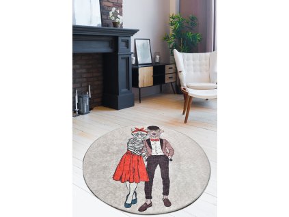 Koberec (100 cm) BEST COUPLE béžový -  kočka a pes