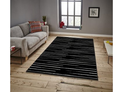 Koberec(100 x 140 cm) ASR CRPT-57  černý s bílými pruhy