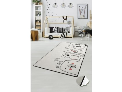 Dětský koberec(100 x 160 cm) BE HAPPY bílý 