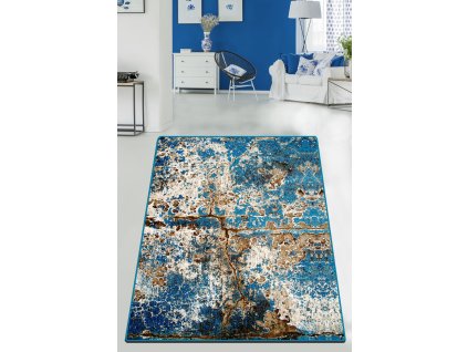 Koberec (120 x 180) BE LOST popraskaná modrá omítka