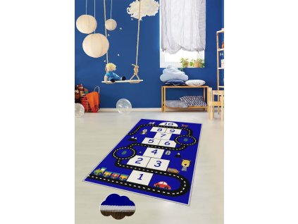 Dětský koberec (120 x 180) HMNT468 modrý – silnice a panák