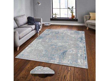 Koberec (120 x 180) EEXFAB1199 vybledlý modrý Perský vzor