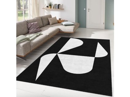 Koberec (120 x 180) ALHO CARPET-21A  černá a bílá abstrakce