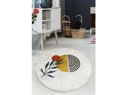 Koberec (140 x 140) LE SOLEIL bílý – motiv slunce