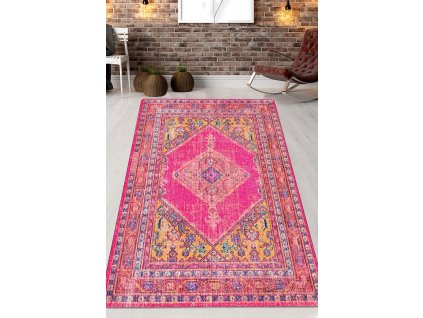 Koberec (140 x 190) SONRISA  růžový Perský vzor