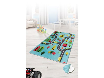 Dětský koberec (140 x 190) ROAD modrý – silnice