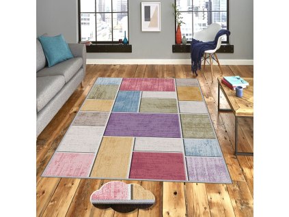 Koberec (180 x 280) EEXFAB540 barevné čtverce