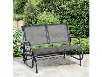Houpací dvoumístná zahradní lavice kovová 120 x 70 x 85 cm šedá