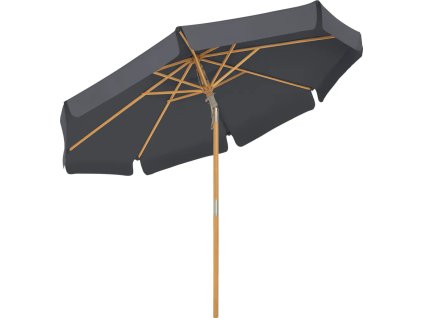 Slunečník s dřevěnými žebry a tyčí 300 cm, šedý 1