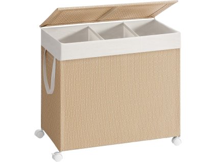 Pojízdný koš na prádlo 3D 140 l béžová