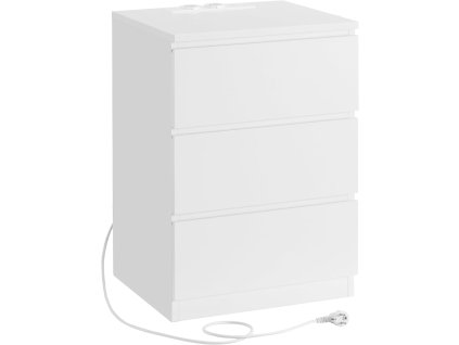 Noční stolek s el zásuvkou 40 x 59 x 35 cm bílá