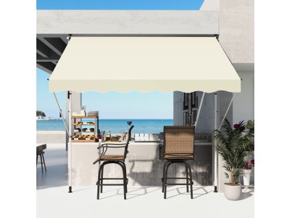 Výškově nastavitelná přenosná markýza vhodná na balkon 300 x 150 cm krémová