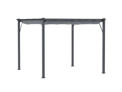 Volně stojící kovová pergola se stahovací plátěnou střechou 257 x 250 cm béžová