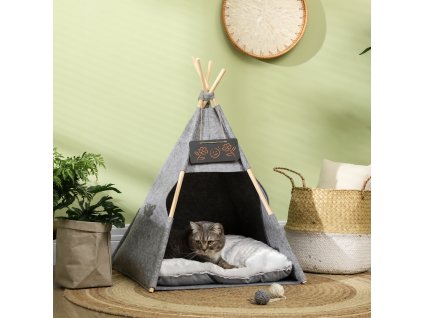 Pelíšek pro kočky TEEPEE 58 x 58 x 80 cm šedá