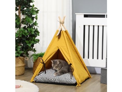 Pelíšek pro kočky TEEPEE 60 x 60 x 76 cm žlutá