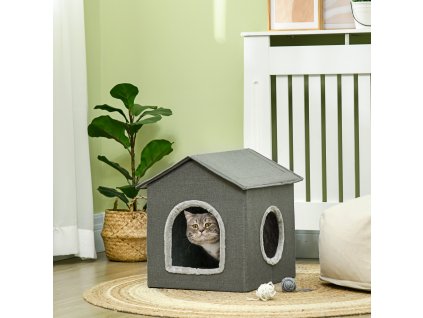 Pelíšek pro kočky HOUSE 39 x 44 x 41 cm khaki