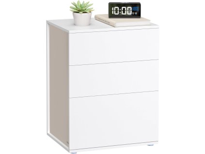 Noční stolek tři zásuvky 45 x 59 x 35 cm bílá béžová